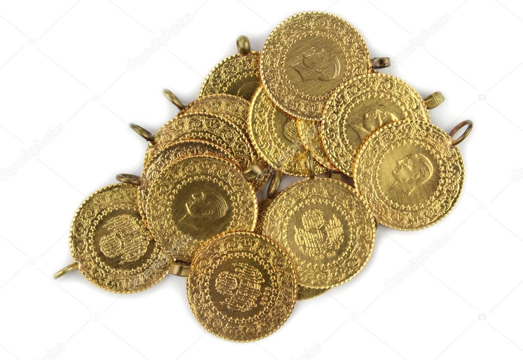 Gold coins. ( Turkish gold coins ).