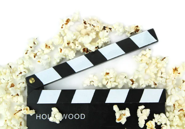 Popcorn und Filmklöppel — Stockfoto