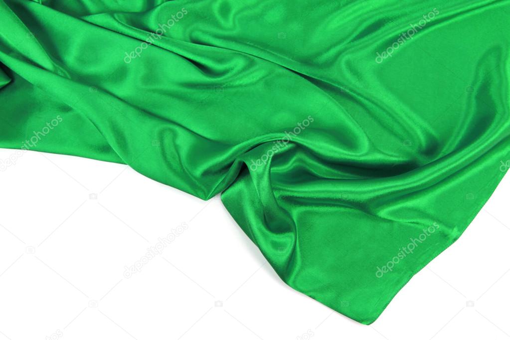 Green wavy silk fabric