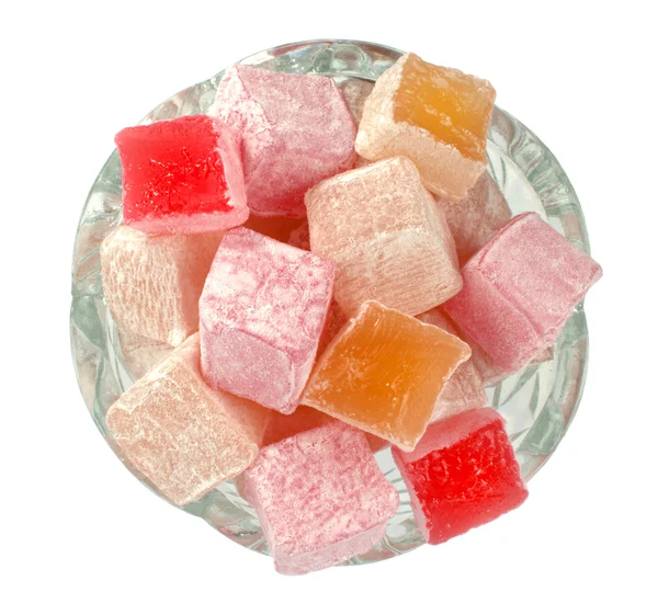 Turkish Delight in glass bowl — Stock Photo, Image