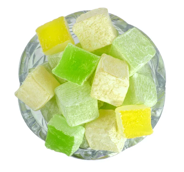 Turkish Delight in glass bowl — Stock Photo, Image