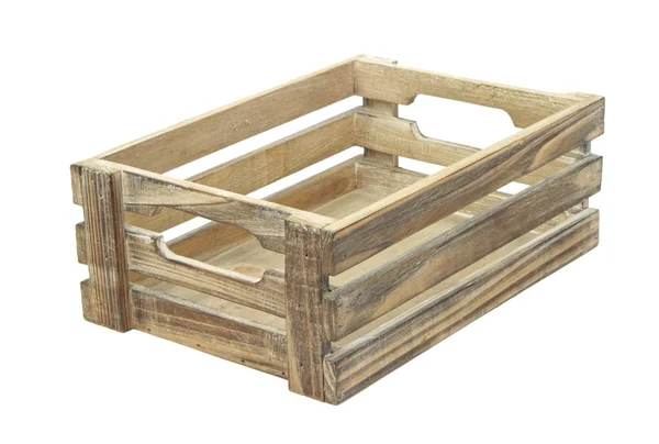 Caja de madera retro aislada sobre fondo blanco . — Foto de Stock