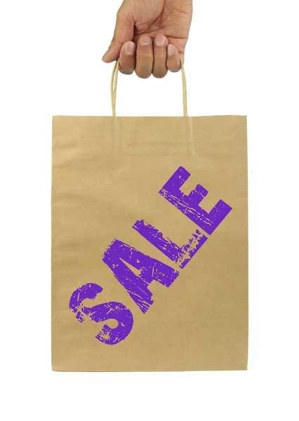 Τσάντα για ψώνια με την πώληση κείμενο — Φωτογραφία Αρχείου