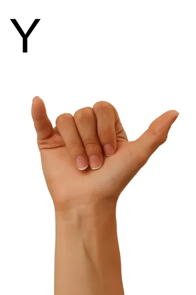 Άλαλος αλφάβητο απεικονίζει ένα χέρι σε λευκό φόντο — Φωτογραφία Αρχείου