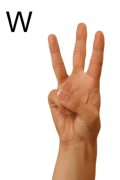 Alfabeto stupido raffigura una mano su uno sfondo bianco — Foto Stock