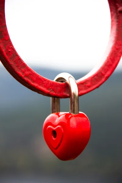 Heart shaped love padlock - beautiful wedding day custom. — Stock Photo, Image