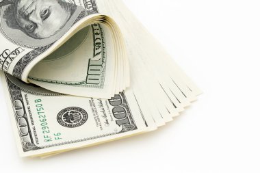 100 dollars on white background