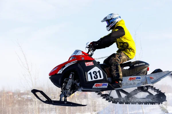 Novosibirsk Russia Lutego 2022 Mistrzostwa Rosyjskiej Federacji Motocykli Skuterze Śnieżnym — Zdjęcie stockowe
