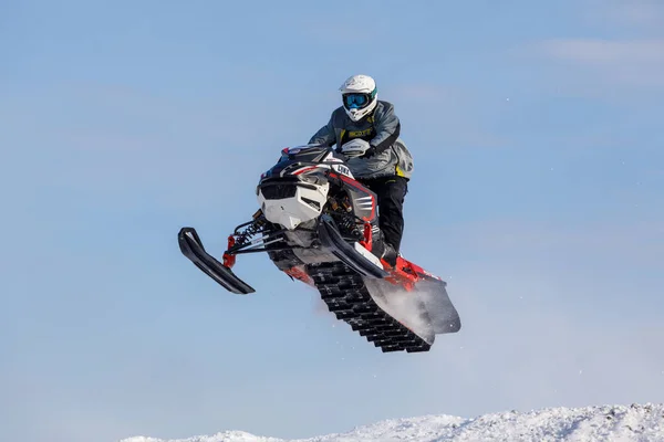 Novosibirsk Rússia Fevereiro 2022 Copa Federação Russa Motos Snowmobiling Cross — Fotografia de Stock