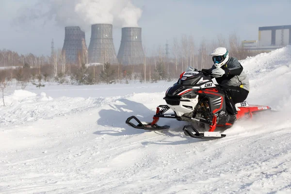 Novosibirsk Rússia Fevereiro 2022 Copa Federação Russa Motos Snowmobiling Cross — Fotografia de Stock