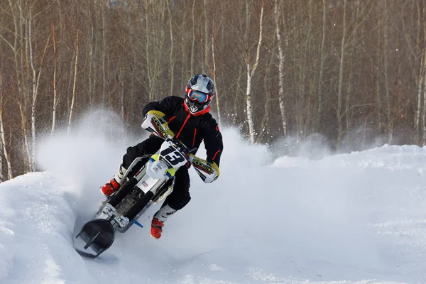Novosibirsk Russia Lutego 2022 Mistrzostwa Rosyjskiej Federacji Motocykli Skuterze Śnieżnym — Zdjęcie stockowe