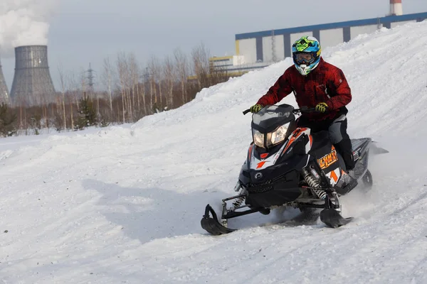 Novosibirsk Rusia Febrero 2022 Copa Federación Rusa Motos Moto Nieve — Foto de Stock