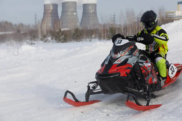 Novosibirsk Ryssland Februari 2022 Ryska Motorcykelfederationen Cup Längdskidåkning Snöskoter Och — Stockfoto