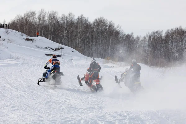 Novosibirsk Rusia Febrero 2022 Copa Federación Rusa Motos Moto Nieve — Foto de Stock