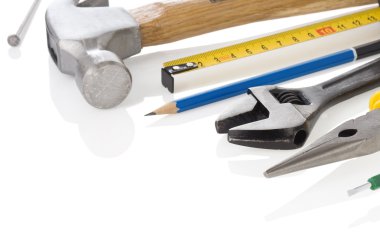 Beyaz inşaat araçları seti