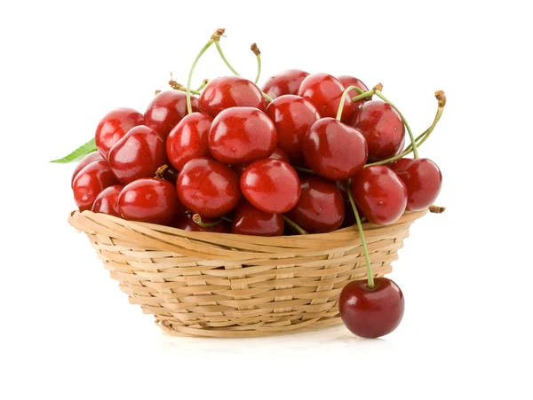 Sweet cherry in bowl isolated on white — Stock Photo, Image