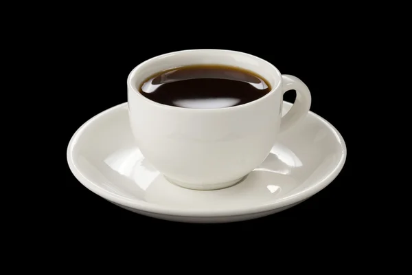 Tazza di caffè su nero — Foto Stock