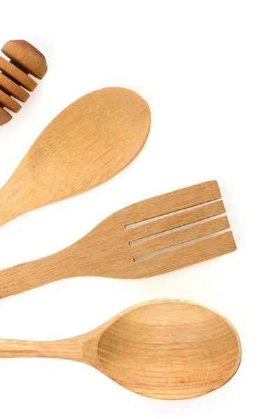 Wood utensils isolated on white — Stock Photo, Image