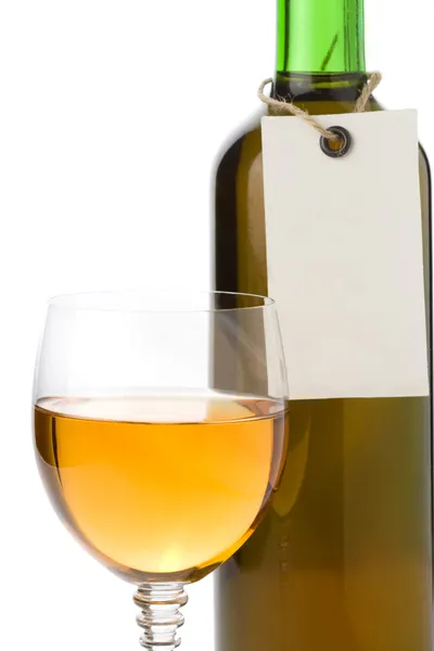 Wine in glass and tag price — Stock Photo, Image