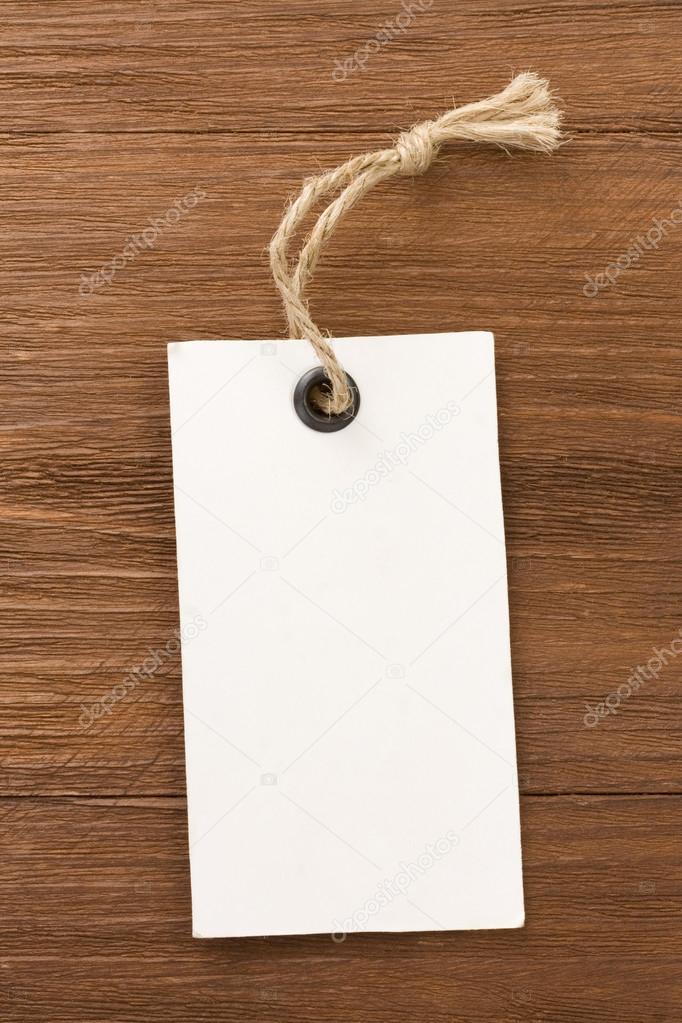 Price tag label on wooden board