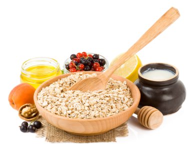 yulaf flake tahıl üzerine beyaz izole