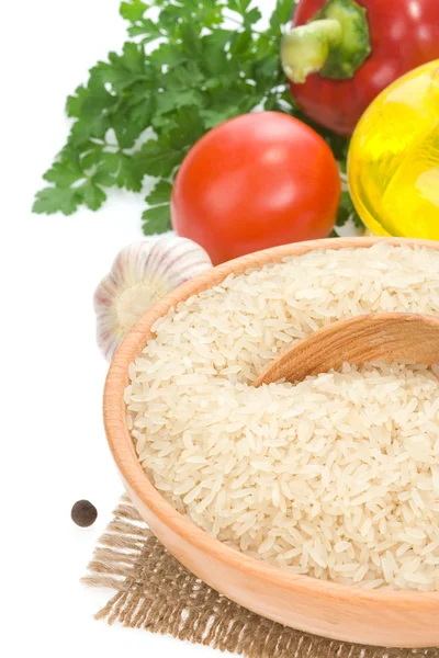 Rijst en plantaardige met voedselingrediënt — Stockfoto