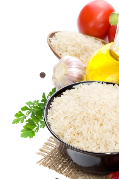 Рис и овощи с пищевыми специями — стоковое фото