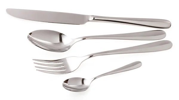 銀フォーク、ナイフおよび道具としてスプーン — ストック写真