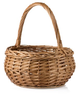 wicker basket isolated on white clipart