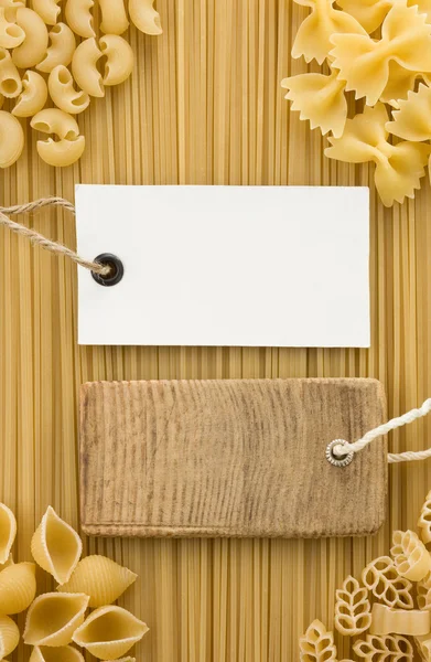 Raw pasta on sack — Stock Photo, Image