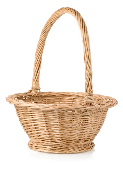 Wicker basket isolated on white — Stock Photo, Image