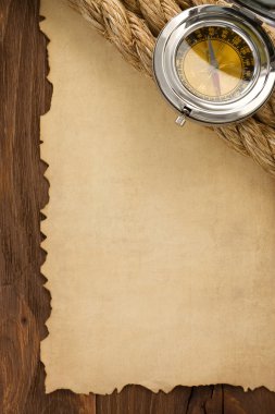 halatlar ve pusula eski kağıt üzerinde