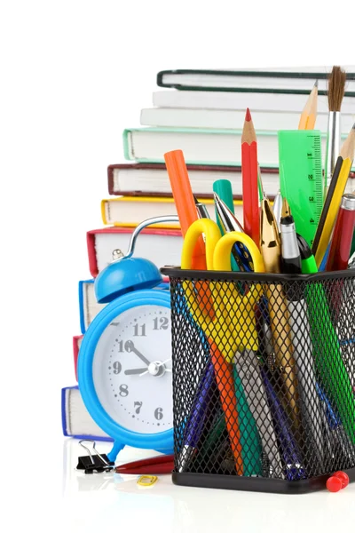 Voltar ao conceito de escola isolado no branco — Fotografia de Stock