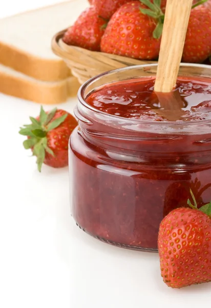 Strawberry jam isolated on white — Stock Photo, Image