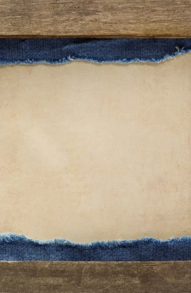 Modrá jean na texturu dřeva — Stock fotografie
