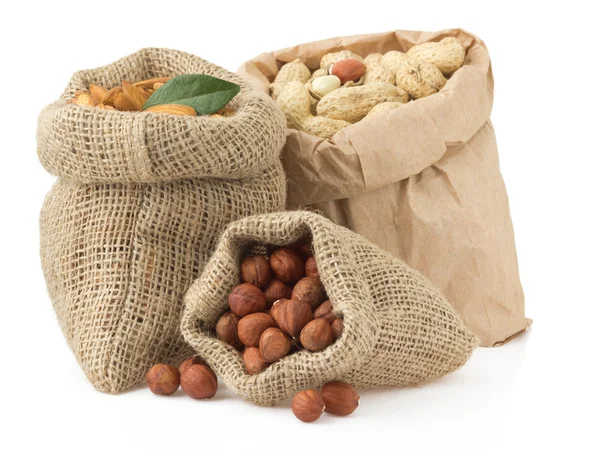 Conjunto de nueces aisladas en whit — Foto de Stock