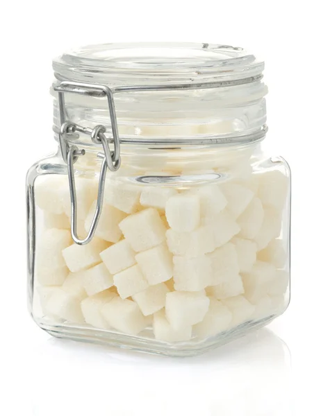Sugar cubes on white — Stock Photo, Image