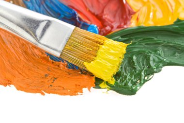 Fırça ve yağlı boya beyaz zemin üzerine izole