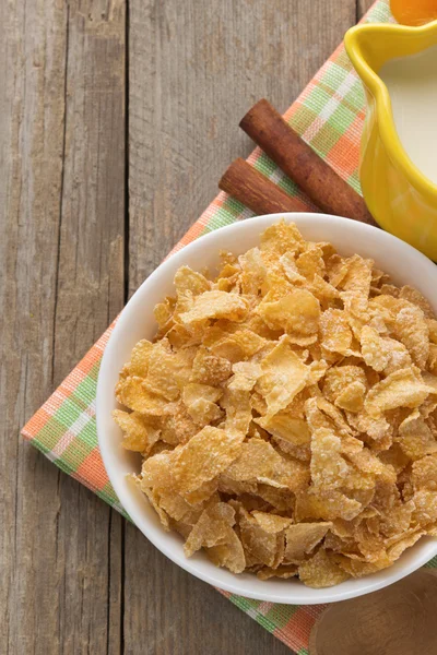 Bowl of corn flakes — Stock Photo, Image