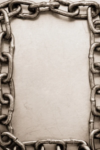 Chain frame on metal texture — Stock Photo, Image