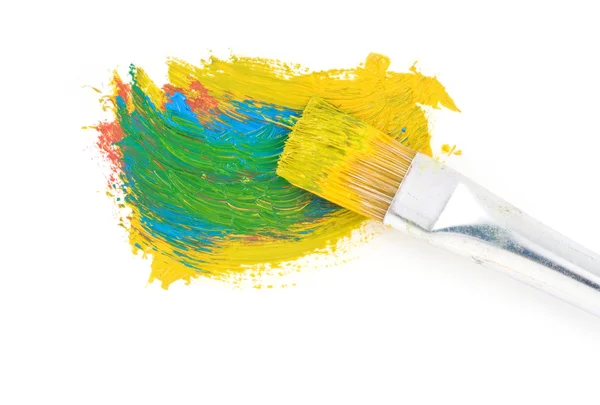 Pensel och färg färger på vit — Stockfoto