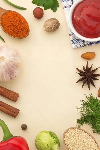 Spices background and food — Stock Photo, Image