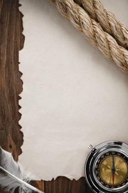 halatlar ve pusula eski kağıt üzerinde