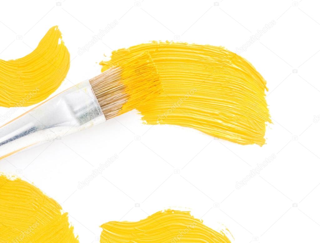 brush and oil paint stroke on white