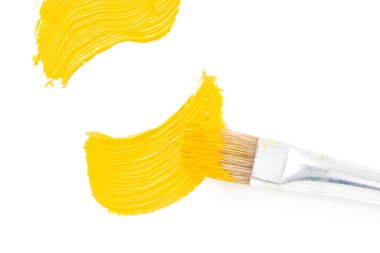 beyaz üzerine yağlı boya ve fırça konturu