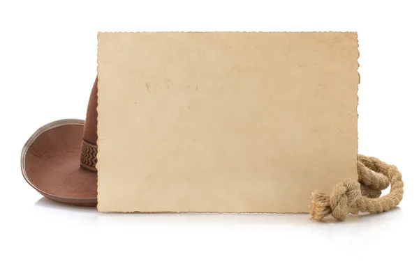 yaşlı kağıt ve kovboy şapkası