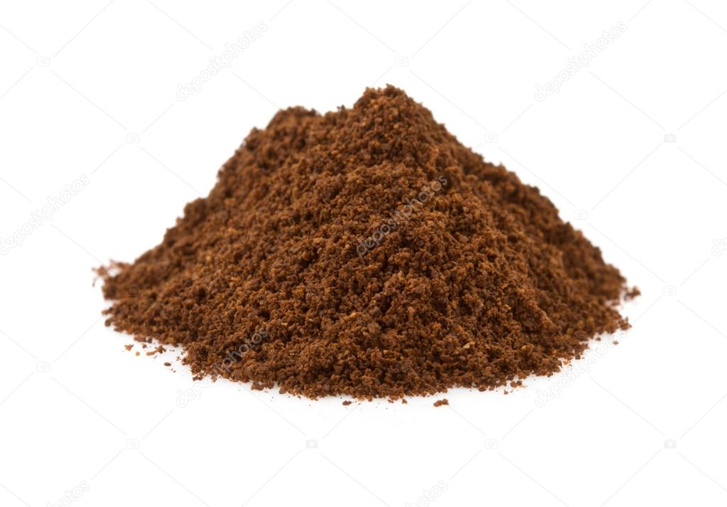 coffee grounds on white background