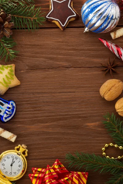 Christmas decoration on wood — Stock Photo, Image