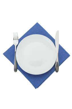 plaka, bıçak ve çatal beyaz