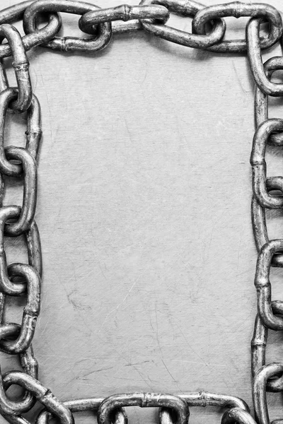 Chain frame on metal texture — Stock Photo, Image